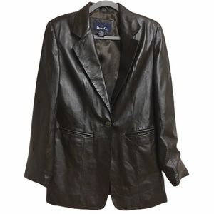 Denim & Co Brown Leather Jacket Blazer Vintage EUC